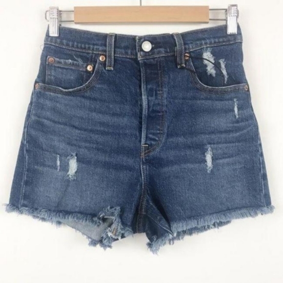 Levi's Ribcage High Rise Jean Shorts Charleston Denim Cutoffs High Waist - Picture 4 of 7